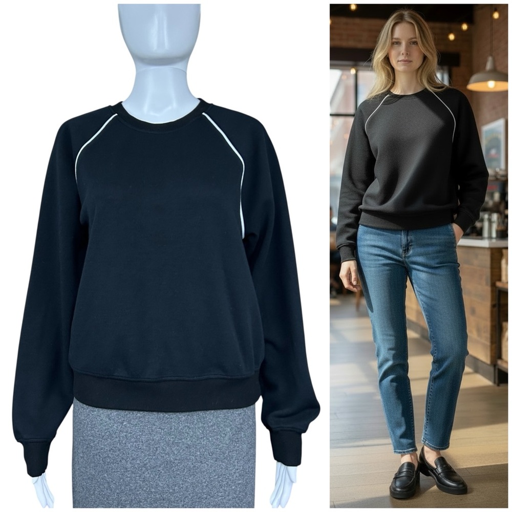 SPANX AirEssentials Pique Long Sleeve Crewneck Top Size M Sweatshirt